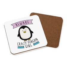 Avertir Fille Pingouin Folle Sous-Verre Tapis À Boissons - Animal Drôle