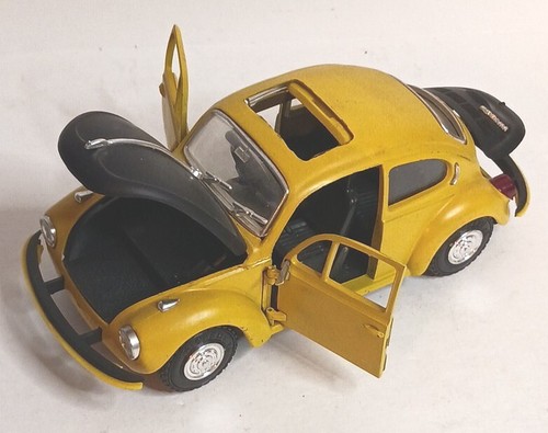 Gama VW Volkswagon Beetle Bug Vintage 1:24 Doors Hood Trunk Roof Open Yellow - Picture 8 of 12