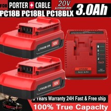 2pack 18V Lithium Battery /Charger for Porter Cable 18 Volt PC18B PC18BL PC18BLX