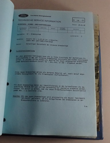 Información De Servicio Técnico Ford Escort XRI, Capri, Taunus, Sierra, Etc. - Imagen 4 de 5