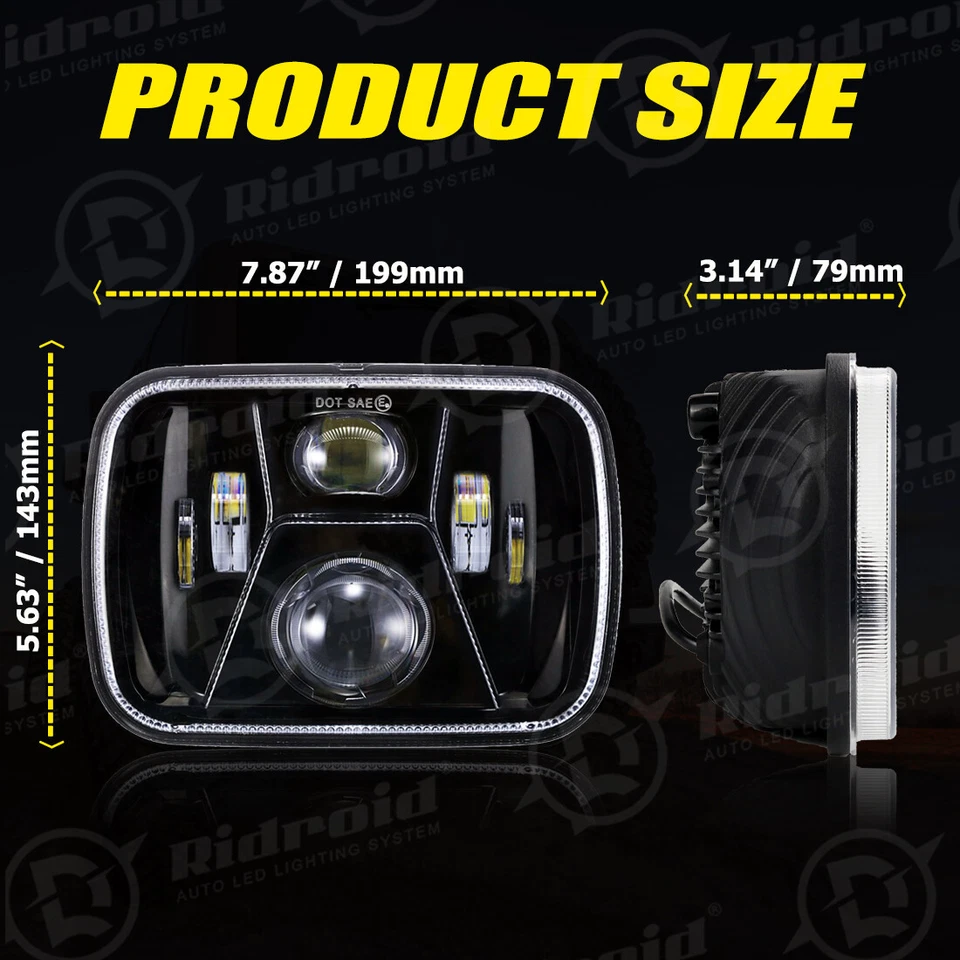 For International Harvester 9900 9200 9400i 4700 4800 7x6 inch Led Headlights 2x - Image 2 of 4