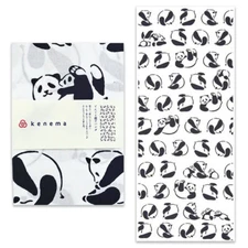 Japanese Cotton Tenugui Tapestry Hand Towel Bento Cloth Panda Bear 35" x 13.5"