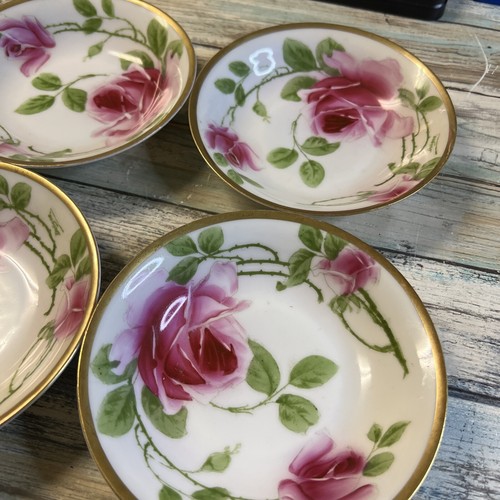 Vntg-Antique Imperial PSL Austria Handpainted Saucers Set Of 4 Pink Flowers 5.5’ - Picture 5 of 6