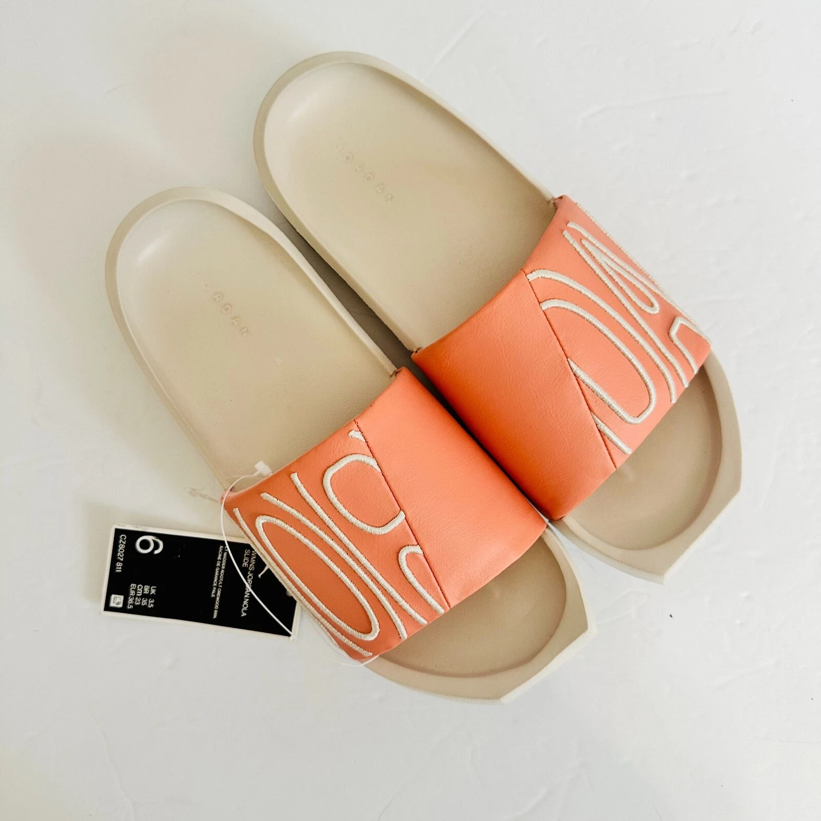 AIR JORDAN NOLA SLIDES PESCA E BIANCO SPORCO NUOVO CON ETICHETTE