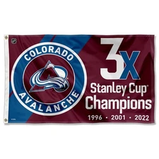 Colorado Avalanche 3 Time and 2022 Cup Champions Large Outdoor Flag