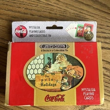 Coca-Cola  Santa Nostalgia Playing Cards in Tin 1998 Limited Edition Two Decks 