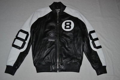 HUDSON OUTERWEAR REAL LEATHER JACKET ORIGINAL EIGHTBALL BLACK MENS
