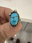 VTG Navajo Native American Authentic Turquoise Sterling Silver Rope Ring 4