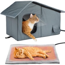 Weatherproof Heated Cat Houses for Outdoor Cats - Insulated Cat Shelter for W...