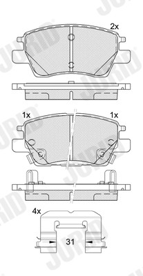 Front JURID 574140J Brake Pad Set, disc brake for CHEVROLET,OPEL
