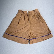 Vintage EnChante High Waisted Shorts Brown Blue Trim Made in USA 25 70s 80s