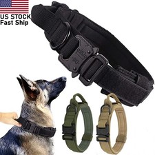 Tactical Heavy Duty Nylon Large Dog Training Collar Military With Metal Buckle