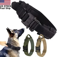 Tactical Heavy Duty Nylon Large Dog Training Collar Military With Metal Buckle