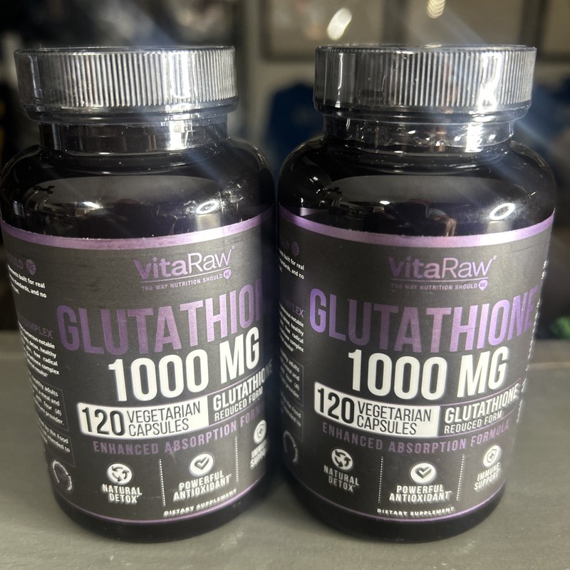 Vitaraw Glutathione 1000mg 120 Veg Caps per bottle Exp 09/28 2 bottles
