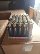 50CT Black/Gold CRICKET LIGHTERS ORIG FULL SIZE DISPOSABLE CASE WHOLESALE Displa
