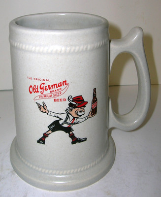 Old German Brand Premium Lager Beer Stoneware Mug 1965 Vintage 14oz 5.25'' T  USA