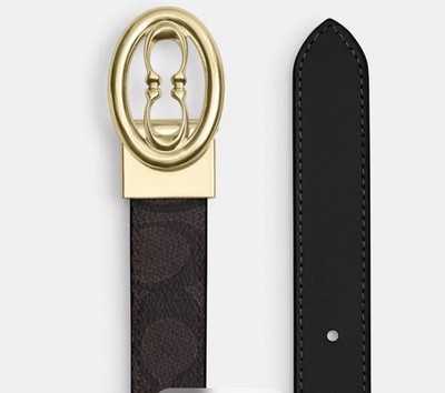 Coach Signature Buckle Belt With a Gold-tone C Infinity Buckle COACH Double C Signature Buckle Woman Belt 25MM – Vinee Bag main image 2