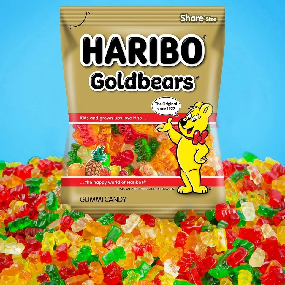 Caramelo gomoso de frutas original Haribo Goldbears, bolsa tamaño fiesta a granel de 28,8 oz Foto 2 de 4