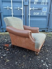 Tetrad Taransay Leather & Harris Tweed Armchair.