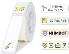 NIIMBOT D11 Label Maker Tape D110, 130 Labels/Roll, White with Icons, 14 X 50mm