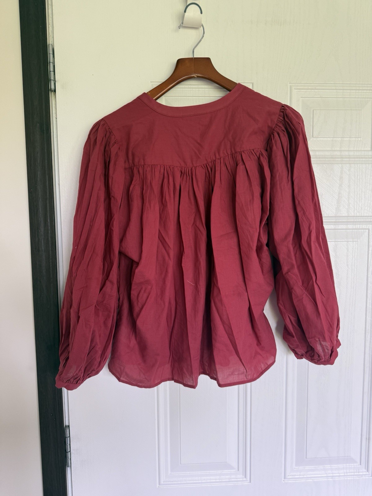 Universal thread red cotton button down shirt puf… - image 7