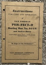 Van Norman Model 944s Portable Boring Bar And Sucker Outer Manual