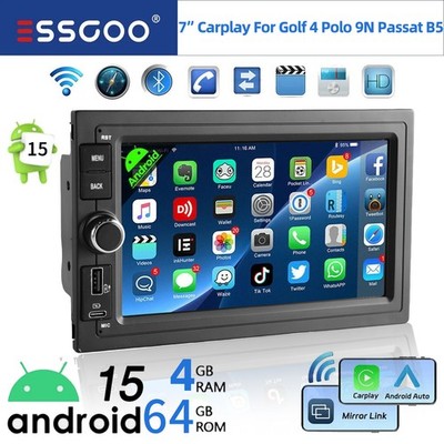4G+64GB Android 15 Autoradio Carplay GPS Navi Für VW Polo 9N Golf 4 Passat B5 T5