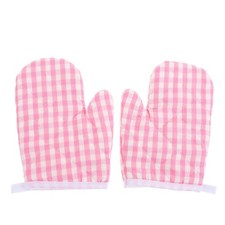 2Pcs Kids Oven Mitts Children Heat Resistant Kitchen Mitts Checkered Kitchen ...