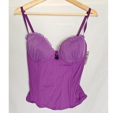 Hot Topic Corset Top Purple Underwire Ruffle Hook Eye Closure 36D New Bustier