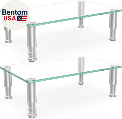 2 Pack Computer Monitor Riser with Height Adjustable Multi Media Desktop Stand f