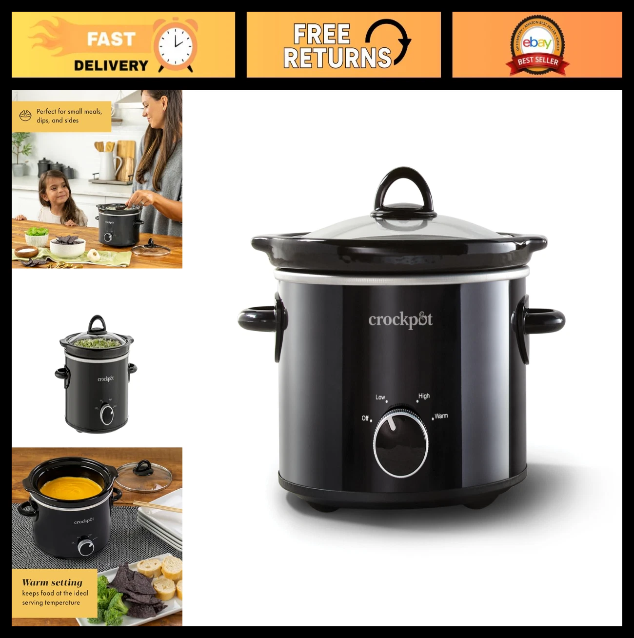 2-Quart Classic Slow Cooker - Compact Black Kitchen Appliance for Easy Meals