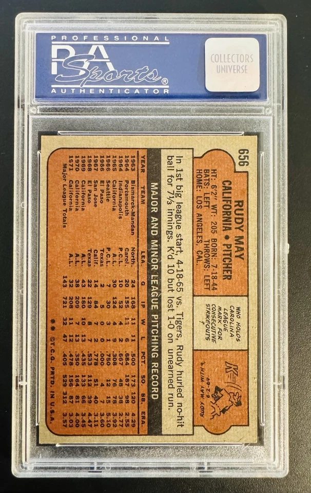 1972 Topps - Rudy May #656 - Image 2 of 2