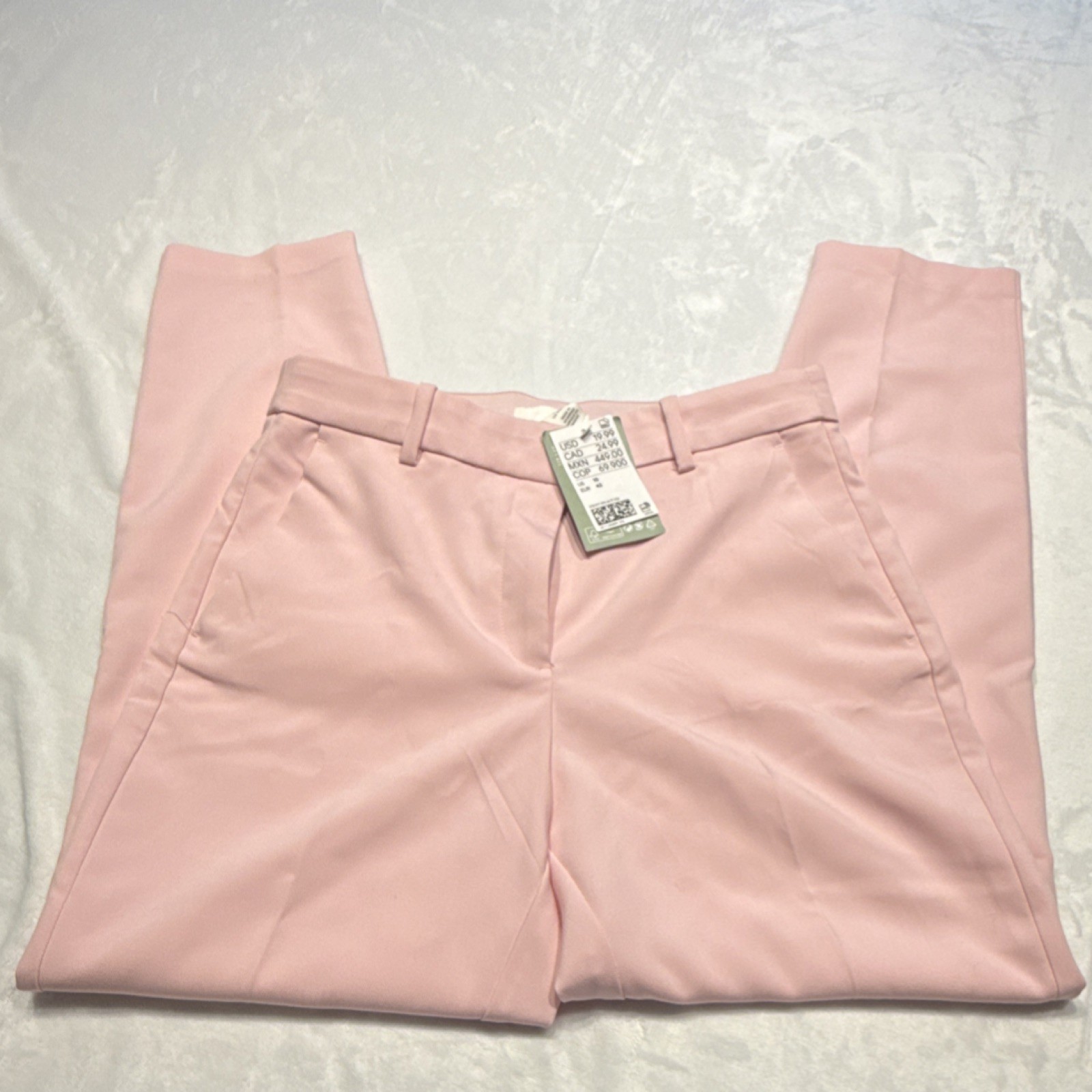 H&M Women's Pink Flat Front Solid Regular Pants Size 10 US 10 EUR 42