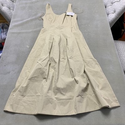Proenza Schouler White Label Shelby Dress Womens 6 Beige Cotton Pleated Midi