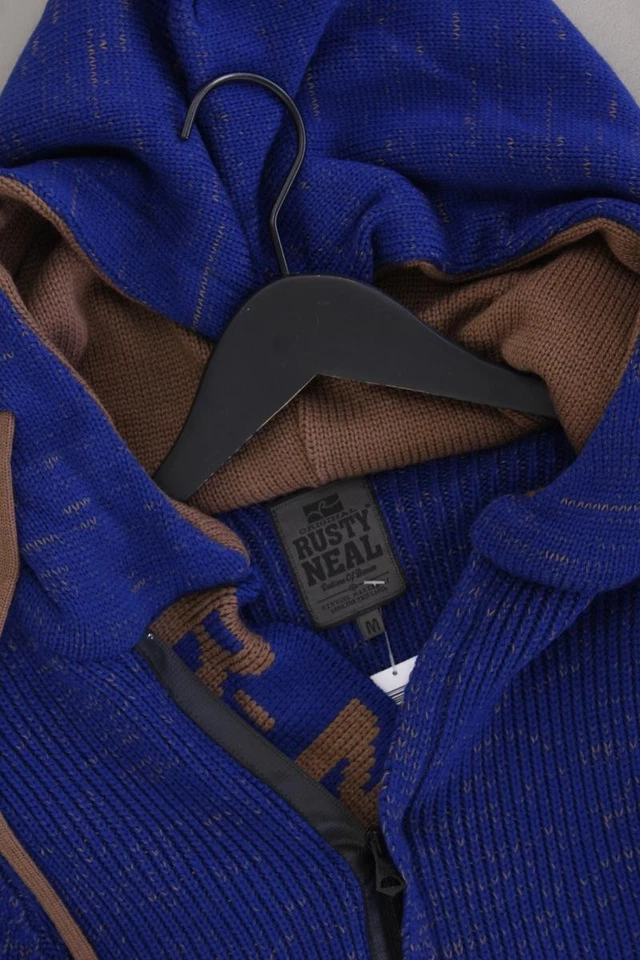 ⭐ Rusty Neal Hoodie Slim Pullover für Herren Gr. 50, M blau aus Baumwolle ⭐ - Bild 2 von 4