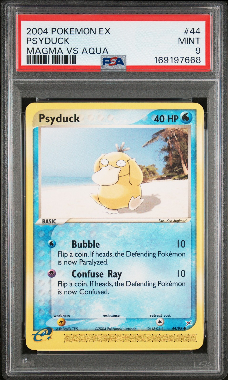 2004 POKEMON EX TEAM MAGMA VS TEAM AQUA #44 PSYDUCK PSA 9