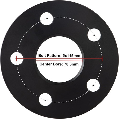 Espaciadores de rueda centrados en el cubo negros forjados 5x115 3 mm con 70,3 mm 3 mm - Paquete de 2 - Imagen 2 de 2