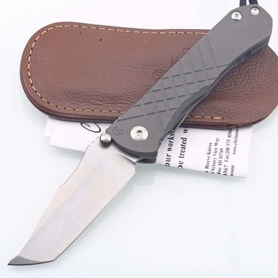 Titanium Handle Pocket Folding Knife S35vn Blade Ceramic Bearing Leather Sheath