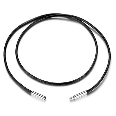 Black Rope Leather Cord Chain Necklace Stainless Steel