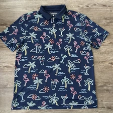 Chubbies The Neon Light Performance Polo Shirt Mens Large Navy Short Sleeve