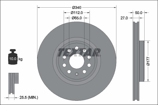 2Er-Set 2Er Set Bremsscheibe Textar 92337405 Skoda 1EA615301A Cupra 1EA615301A-image