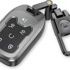 Key Fob Cover with Keychain. Compatible with 2023-2019 Sierra, Gray-6 Buttons