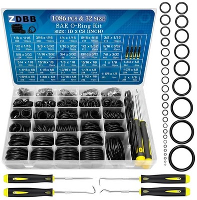 Complete 1086 Pcs O-Ring Set: Nitrile Assortment for Automotive & Plumbing Use