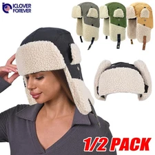 Women Men Winter Ear Flap Trapper Hat Outdoor Aviator Thermal Warm Snow Ski Cap