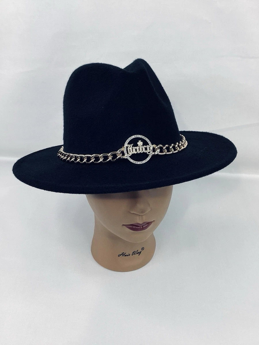 Juicy Couture Black wool fedora hat with stripe design one size NWT Juicy Couture Wool Hat Grey & Black One Size Fedora W  main image 2
