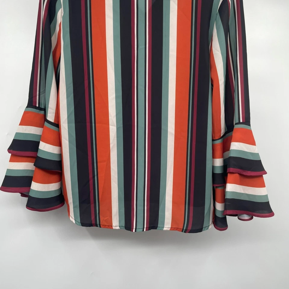 Blusa listrada feminina Jealous Tomato manga longa gola simulada tamanho pequeno - Imagem 3 de 4