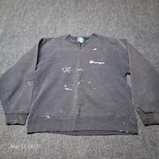 ** VTG Destroyed Champion V Stitch Sweatshirt Adult Size Large Black USA Made