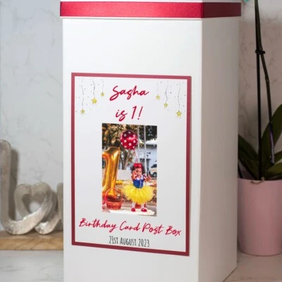 Personalised Stars Special Birthday Photo Milestone Party Card Post Box - Image 1 of 2