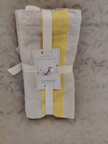 Juego de 4 servilletas Sur La Table Bistro amarillas y marrones nuevas con etiquetas 20"x20" - Imagen 2 de 5