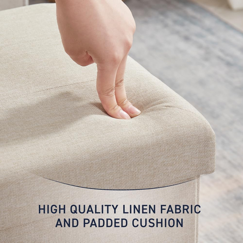 15 Inch Folding Storage Ottoman, Square Small Storage Foot Rest Stool, Bedroom B - Picture 5 of 7